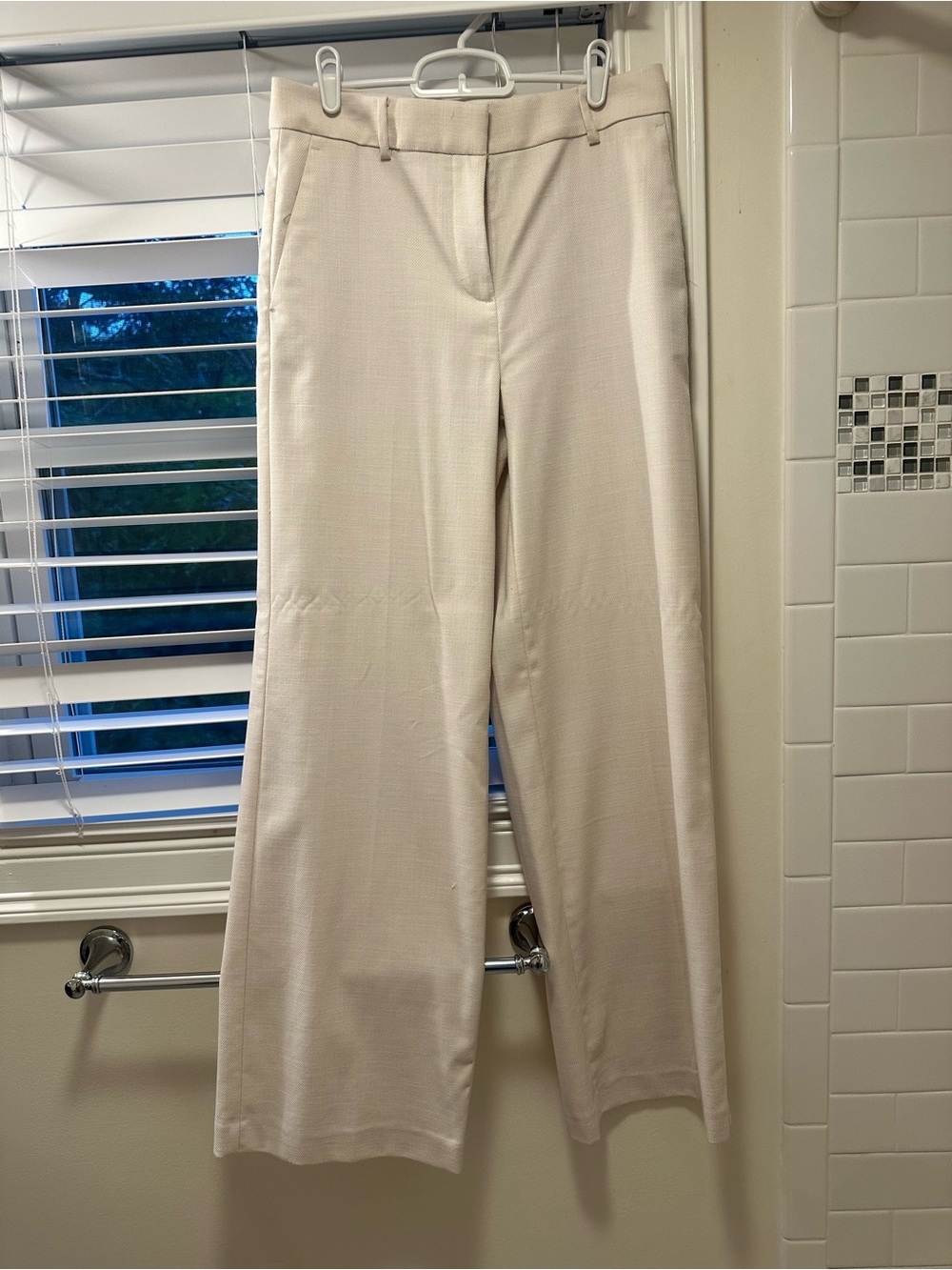 Ann Taylor Cream Wide-Leg Dress Pants